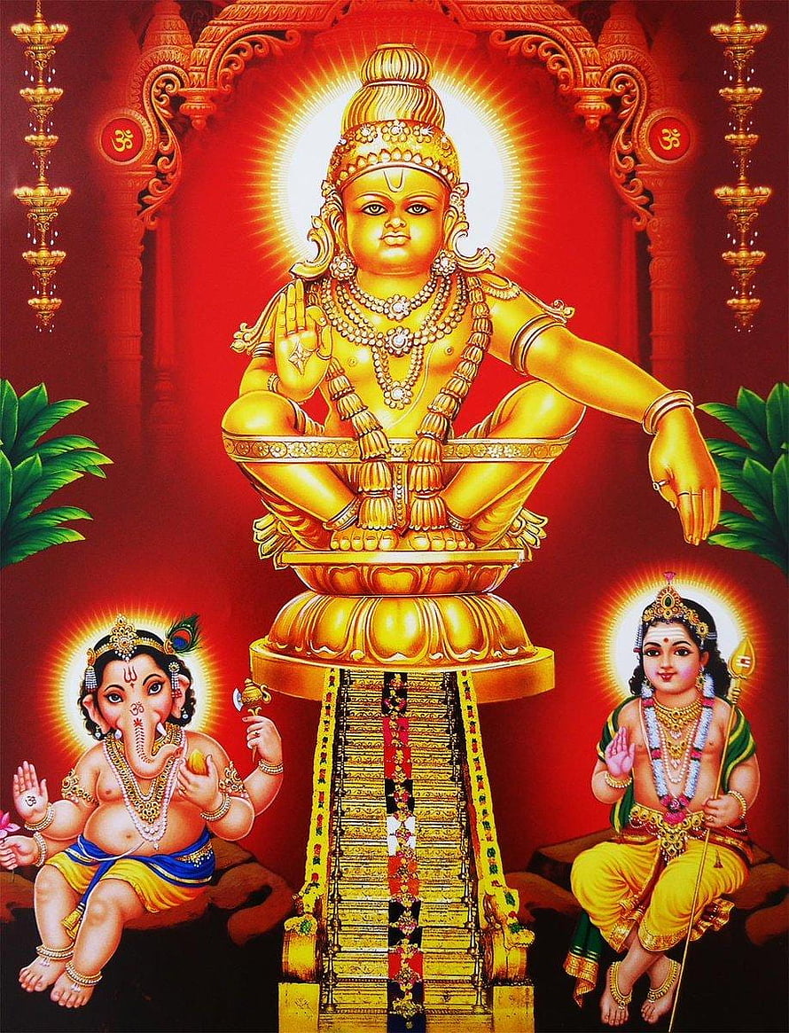 Golden Balaji Venkateswara with Ganesha and Hanuman Hindu Deity Wallpaper, Lord Ayyappa, a ayyappan HD phone wallpaper