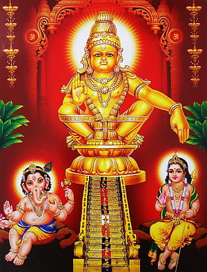 Golden Lord Venkateswara Balaji with Ganesha and Hanuman Hindu Deity Wallpaper, Sri lord ayyappa, lord ayyappan HD phone wallpaper