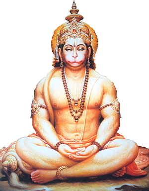 Serene Hanuman Monkey God Sitting in Meditation Pose with Crown and Jewelry, Jai Bajrangbali, hanuman meditation HD phone wallpaper