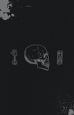 Memento Mori Skull Illustration with Alchemical Symbols on Dark Background HD phone wallpaper