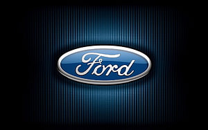 Ford Motor Company Emblem on Dark Blue Ribbed Background HD wallpaper