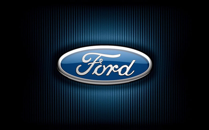 Ford Motor Company Emblem on Dark Blue Ribbed Background HD wallpaper