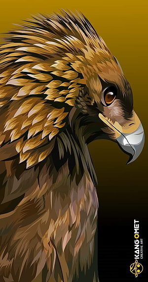 Majestic Golden Eagle Portrait Illustration with Sharp Beak and Intense Gaze HD phone wallpaper