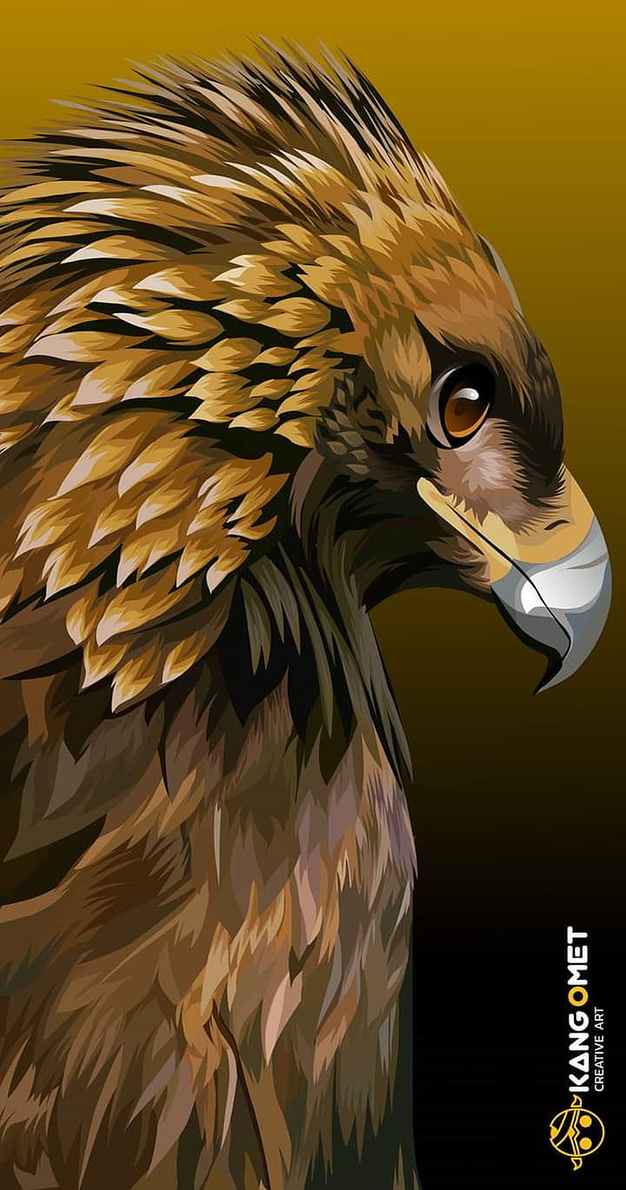 Majestic Golden Eagle Portrait Illustration with Sharp Beak and Intense Gaze HD phone wallpaper