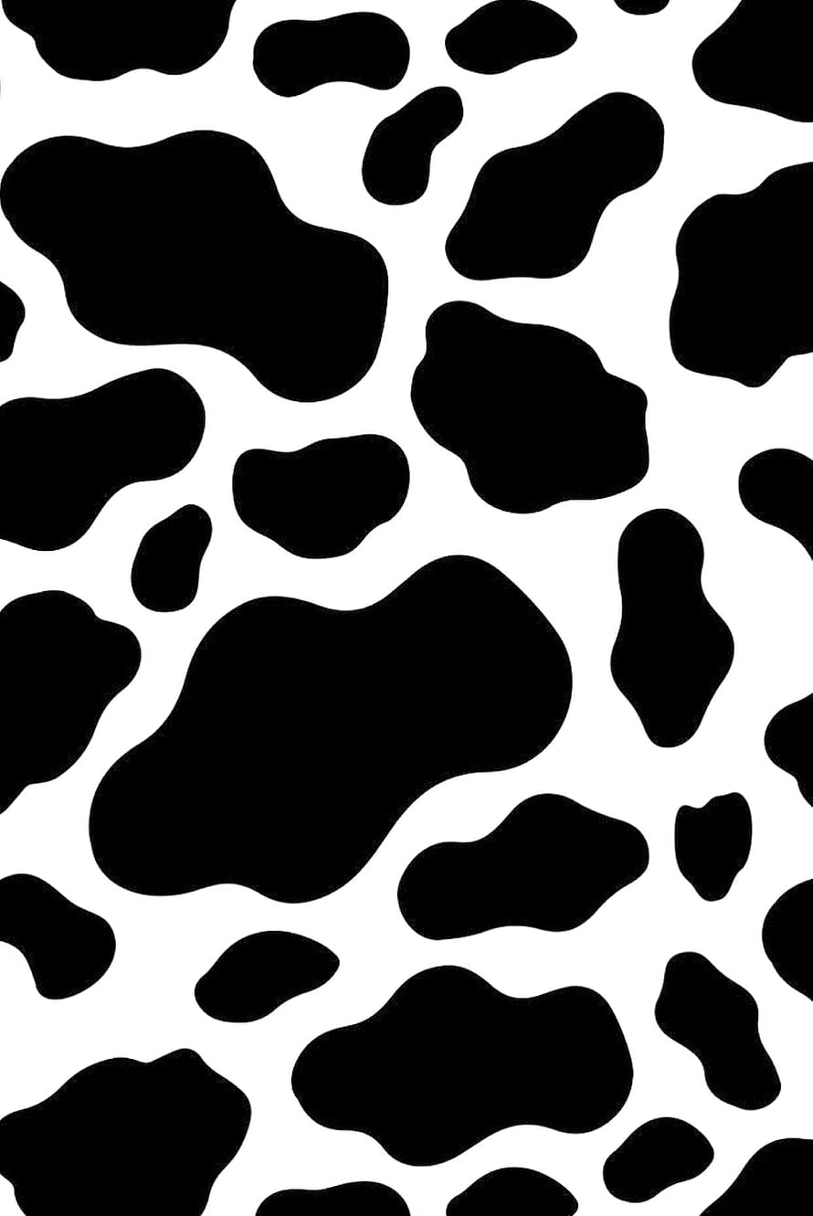 Black and White Cow Print Pattern with Organic Irregular Spots on Clean Background HD phone wallpaper