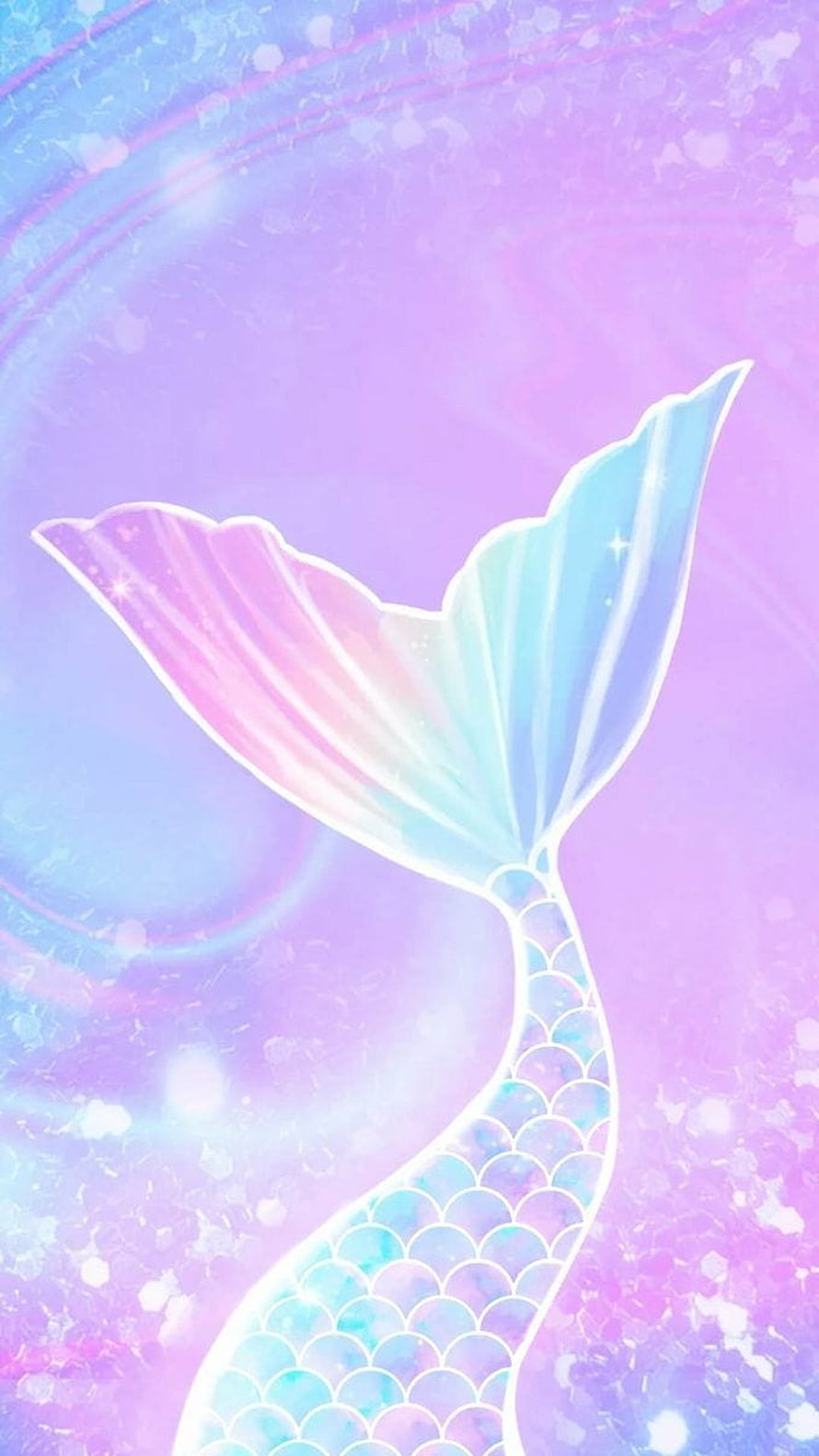 Pastel Mermaid Tail Illustration with Iridescent Scales and Dreamy Purple Background HD phone wallpaper