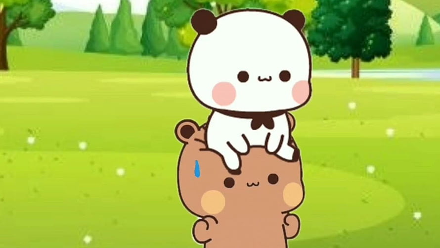 Rilakkuma and Korilakkuma Cute Cartoon Characters in Green Park HD wallpaper