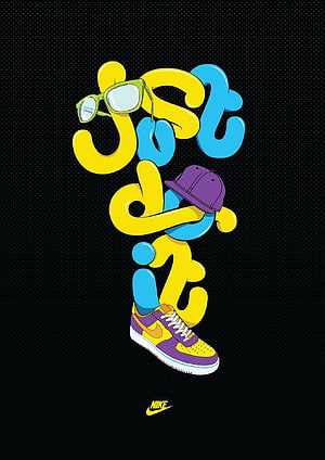 Nike Just Do It Typography Art With Sneaker, Sunglasses, and Cap HD phone wallpaper
