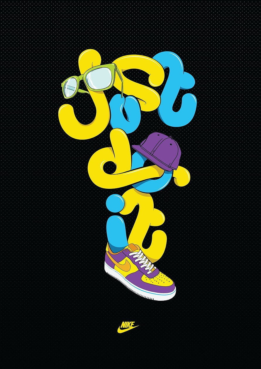 Nike Just Do It Typography Art With Sneaker, Sunglasses, and Cap HD phone wallpaper