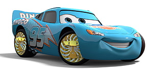Lightning McQueen Blue Dinoco 95 Racing Car from Pixar Cars HD wallpaper