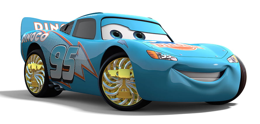 Lightning McQueen Blue Dinoco 95 Racing Car from Pixar Cars HD wallpaper
