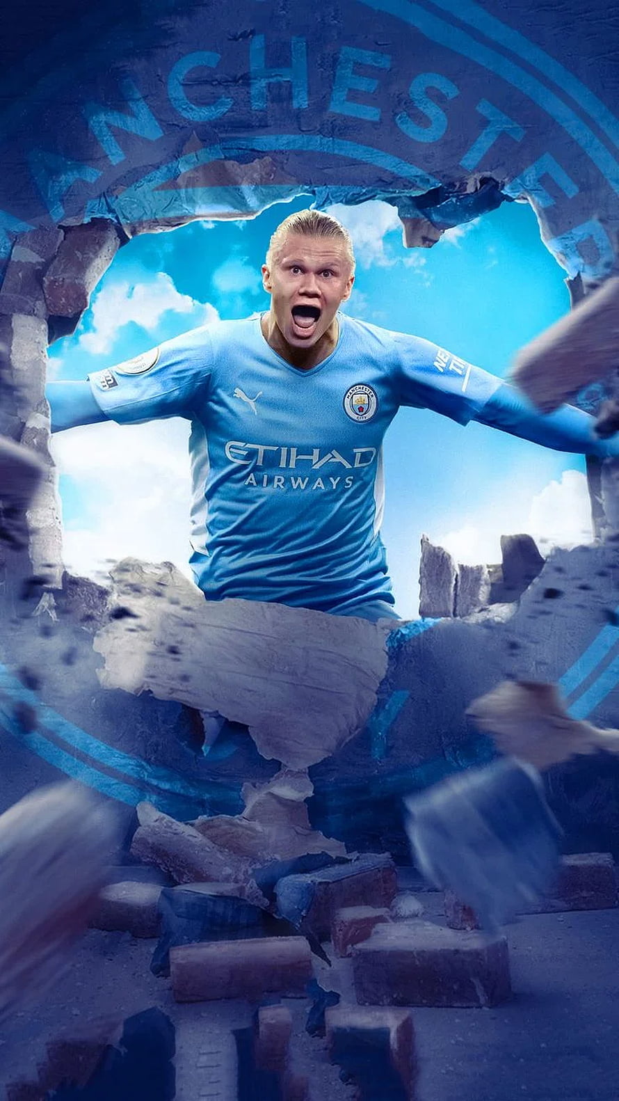 Erling Haaland Manchester City Breaking Through Wall Wallpaper, Haaland Man City Discover more Erling Haaland, Football, Haaland, Haaland Man … in 2022, #haaland man city HD phone wallpaper