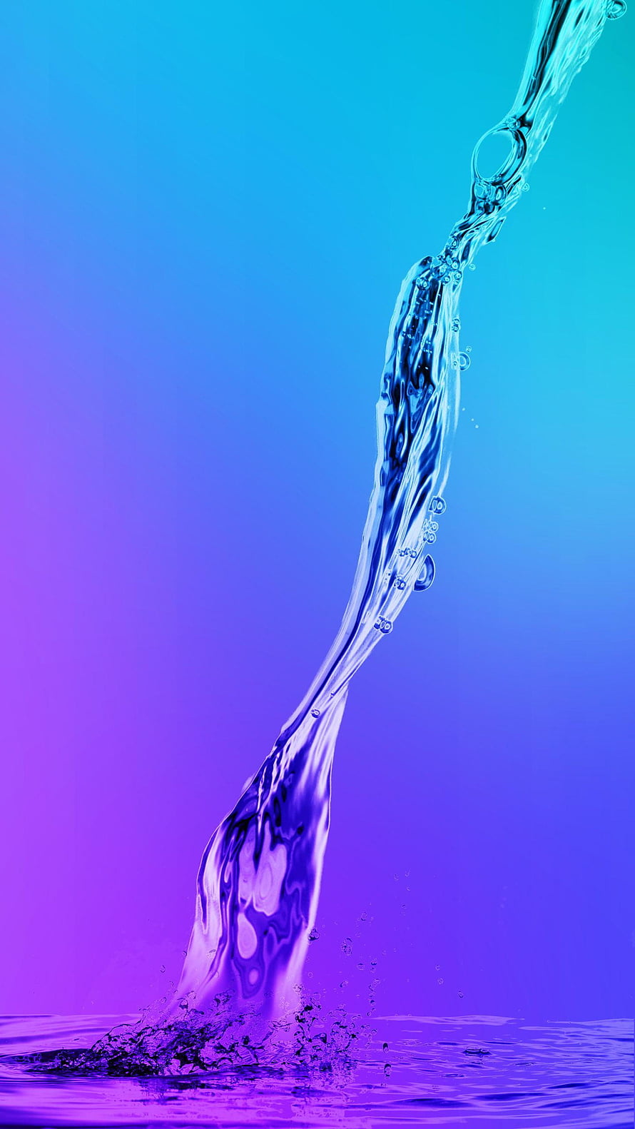 Dynamic Water Splash on Vibrant Blue and Purple Gradient Background HD phone wallpaper