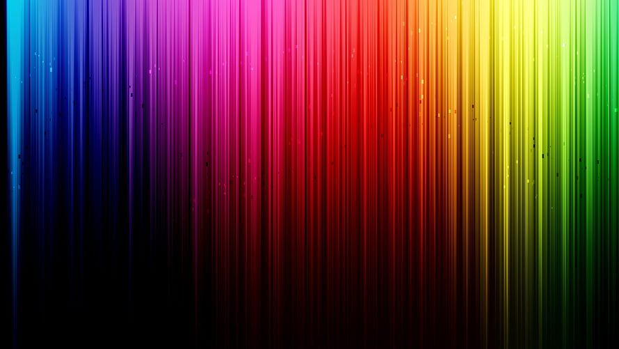 Vibrant Rainbow Gradient with Vertical Light Streaks and Dark Background HD wallpaper