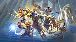 Mobile Legends Lightborn Squad Fantasy Heroes in Golden Armor HD wallpaper