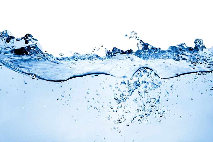 Crystal Clear Water Surface with Dynamic Bubbles and Splashes on White Background HD wallpaper