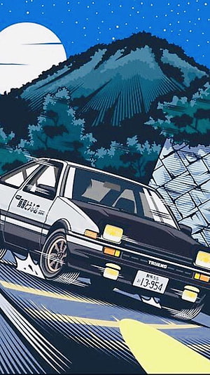 Initial D Toyota AE86 Trueno Night Drive Anime Style Wallpaper HD phone wallpaper