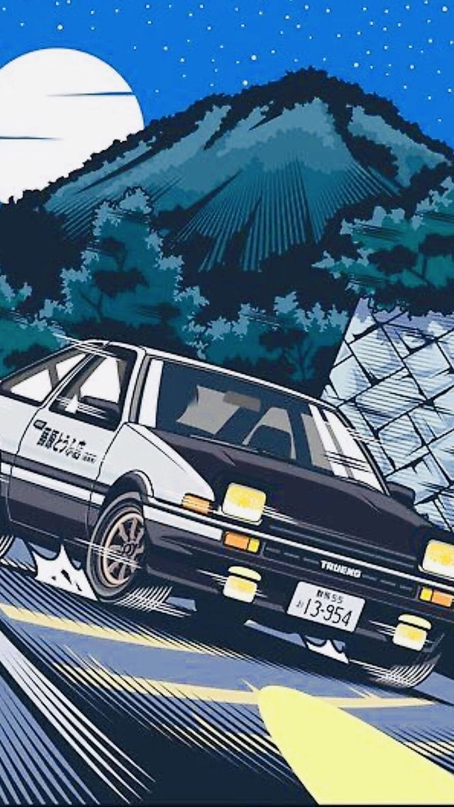 Initial D Toyota AE86 Trueno Night Drive Anime Style Wallpaper HD phone wallpaper