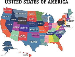 Colorful Political Map of the United States of America with Labeled States HD wallpaper