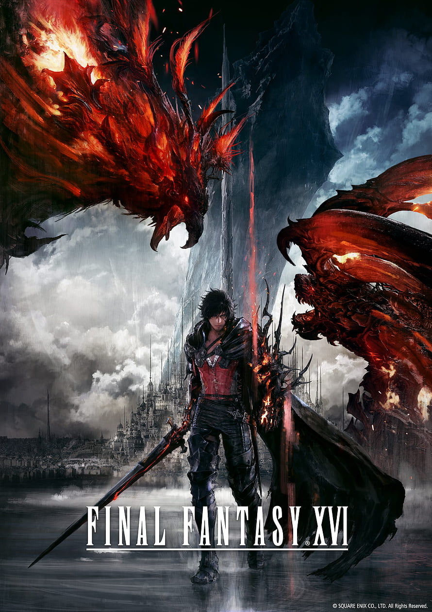 Final Fantasy XVI Key Art Featuring Clive Rosfield and Ifrit HD phone wallpaper