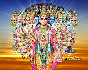 Krishna Virat Roop Divine Form Hindu Mythology Wallpaper HD wallpaper