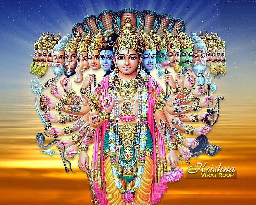 Krishna Virat Roop Divine Form Hindu Mythology Wallpaper HD wallpaper