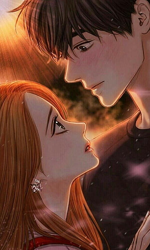 Romantic Manhwa Couple About To Kiss In Warm Sunset Light, Anime Couple for Android, korean cartoon couple HD phone wallpaper