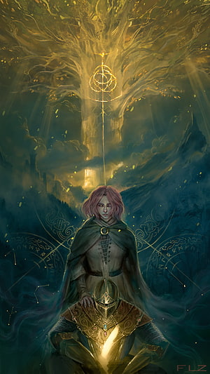 Melina and the Knight in Elden Ring Fantasy Art with Golden Magic Circle HD phone wallpaper