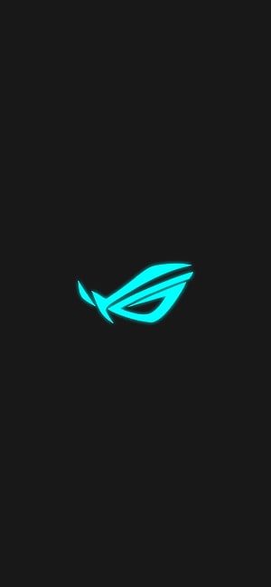 Glowing Cyan ROG Logo on Dark Background Minimalist Gaming Brand Emblem HD phone wallpaper