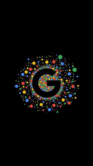 Colorful Google G Logo Made of Multicolored Dots on Black Background HD phone wallpaper