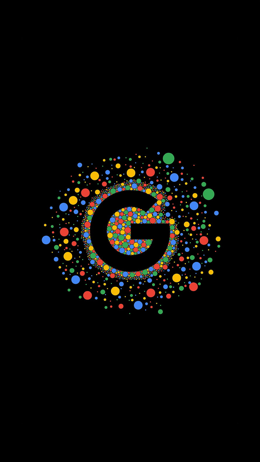 Colorful Google G Logo Made of Multicolored Dots on Black Background HD phone wallpaper