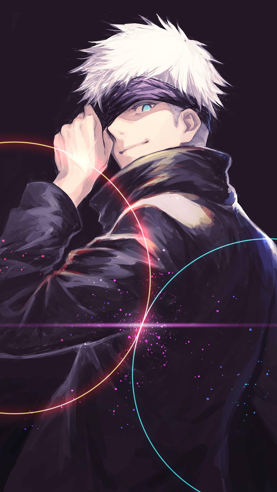 Gojo Satoru from Jujutsu Kaisen anime character with white hair and blindfold HD phone wallpaper