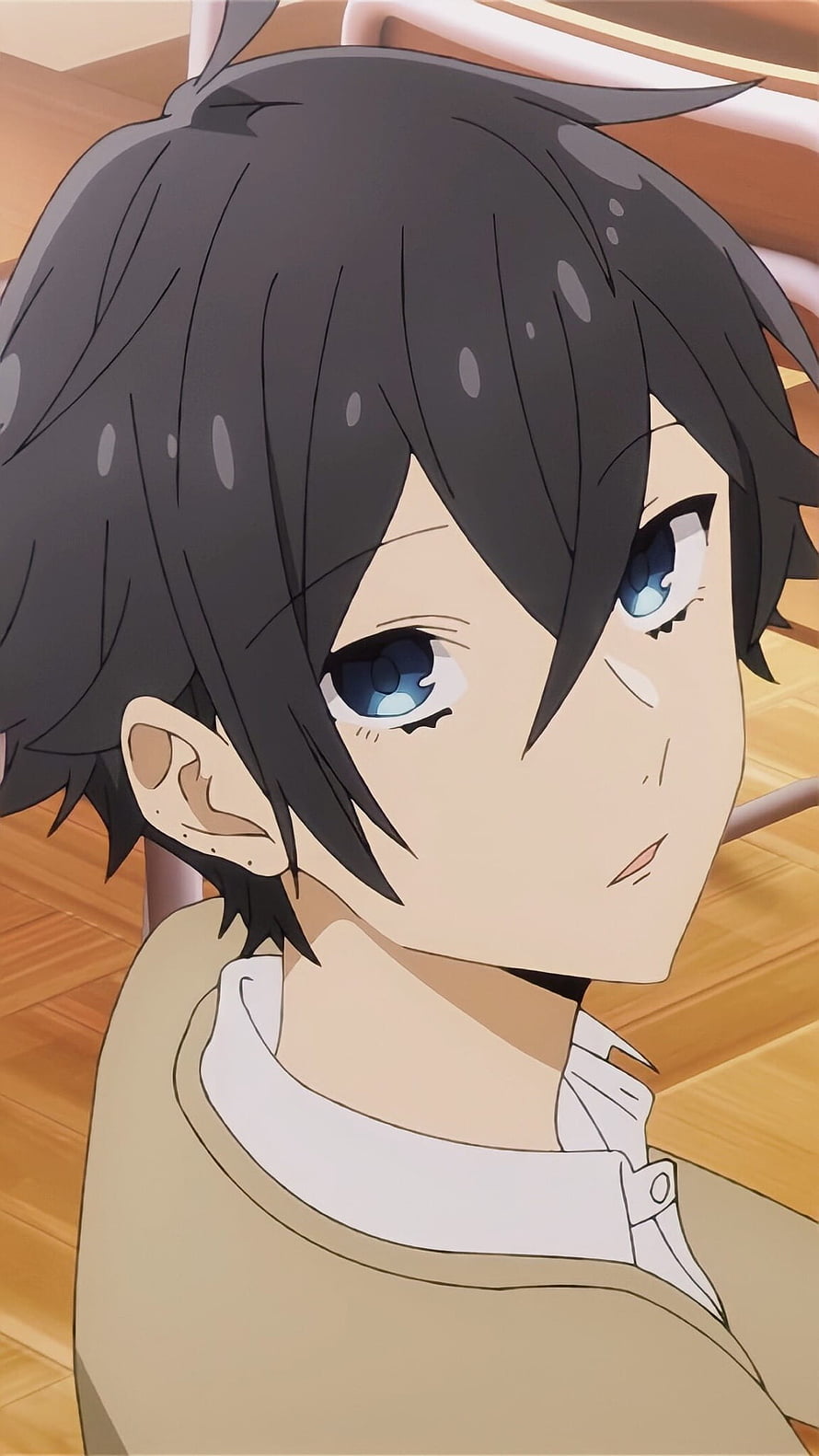 Miyamura Izumi Anime Character Portrait with Dark Hair and Blue Eyes HD phone wallpaper