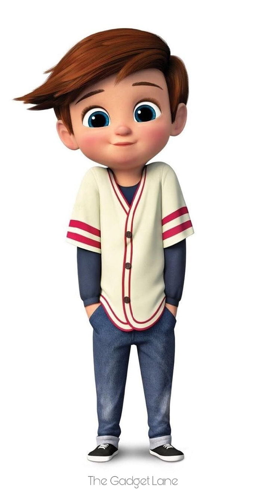 3D Animated Boy Character with Brown Hair and Baseball Jersey HD phone wallpaper