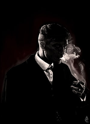 Tommy Shelby Peaky Blinders Dark Artistic Portrait Smoking Cigar HD phone wallpaper
