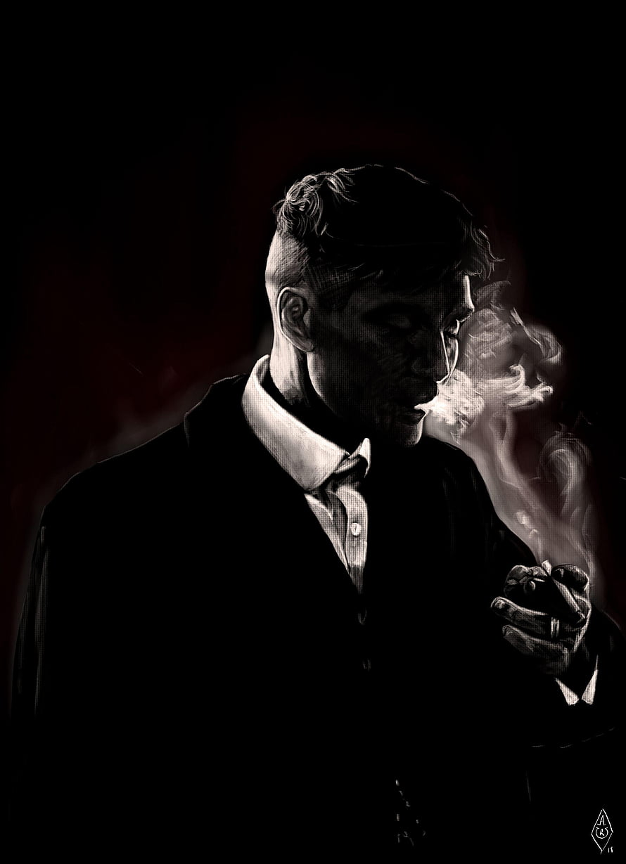 Tommy Shelby Peaky Blinders Dark Artistic Portrait Smoking Cigar HD phone wallpaper