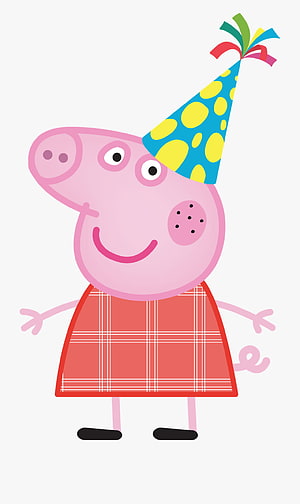 Peppa Pig in a Festive Party Hat and Plaid Dress on a Clean White Background HD phone wallpaper