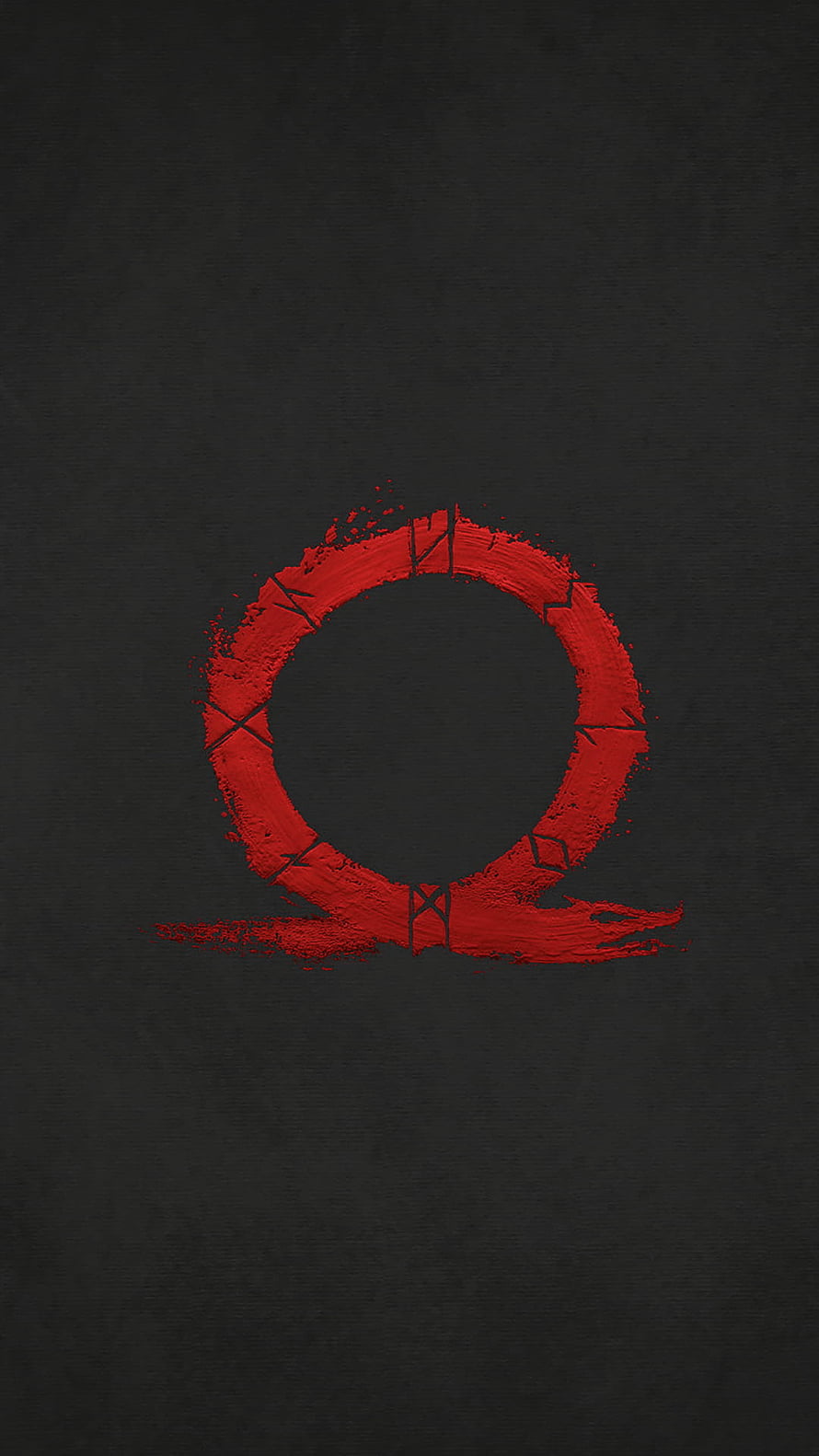 God of War Kratos Blade of Chaos Red Circle Symbol on Dark Background HD phone wallpaper