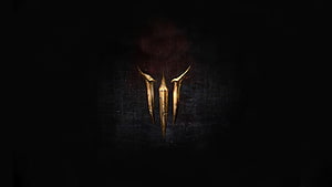Diablo III Golden Claw Logo on Dark Textured Background HD wallpaper