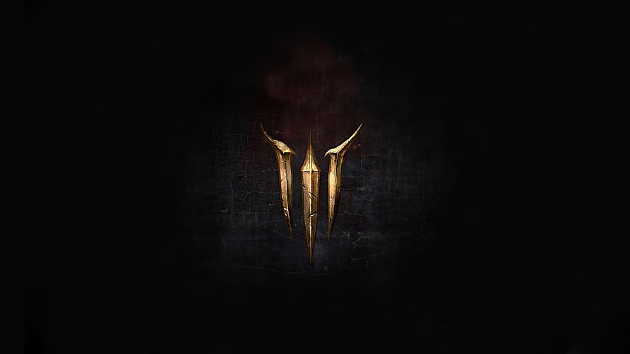 Diablo III Golden Claw Logo on Dark Textured Background HD wallpaper