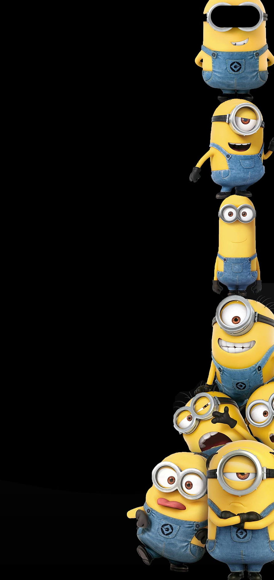 Minions stacked vertically on black background HD phone wallpaper