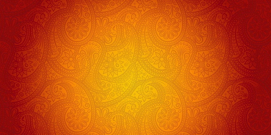 Vibrant Orange and Red Paisley Pattern Background with Intricate Floral Swirls HD wallpaper