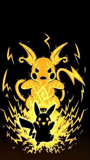 Pikachu and Raichu Electric Evolution Artwork HD phone wallpaper