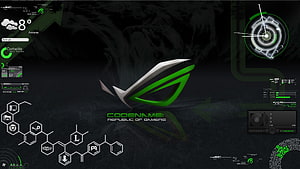 Asus Republic of Gamers Codename Desktop Interface with Green and Black Tech Aesthetic HD wallpaper