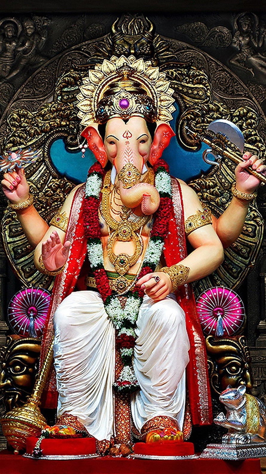 Ganesha Hindu God Statue With Elephant Head And Golden Crown HD phone wallpaper