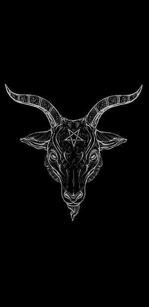 Intricate Black Goat Skull with Long Curved Horns on Dark Background HD phone wallpaper