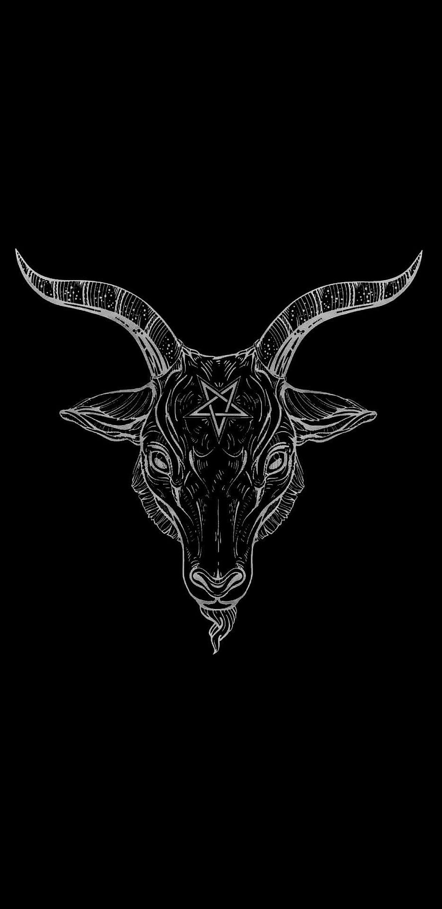 Intricate Black Goat Skull with Long Curved Horns on Dark Background HD phone wallpaper