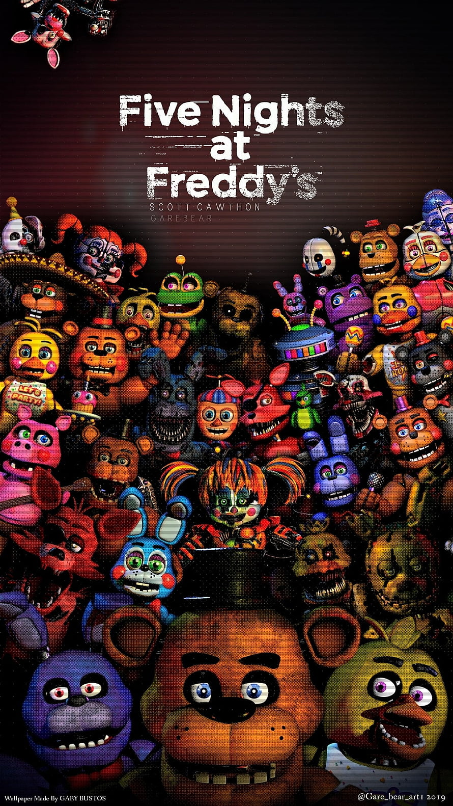 Five Nights at Freddy's Character Collection Poster with Animatronic Crowd HD phone wallpaper