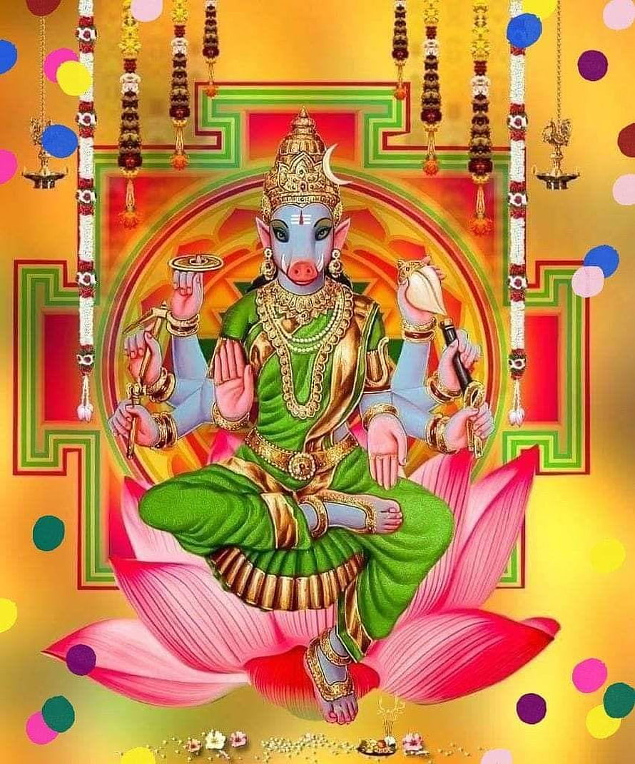 Lord Ganesha Sitting on Lotus with Modak and Axe Hindu God Wallpaper HD phone wallpaper