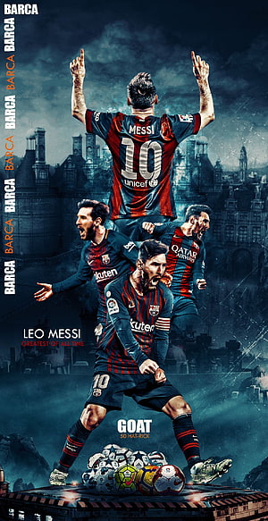 Lionel Messi FC Barcelona GOAT 50 Hat-Tricks Celebration Wallpaper HD phone wallpaper